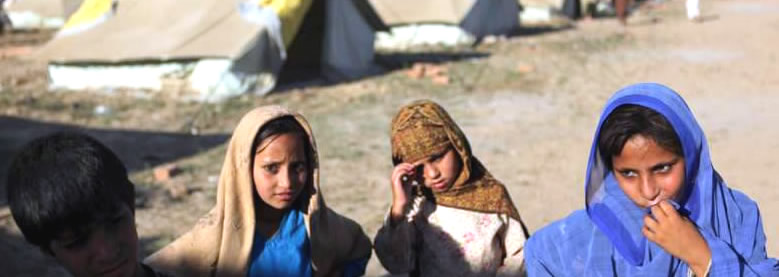 Displaced children in refugee camp